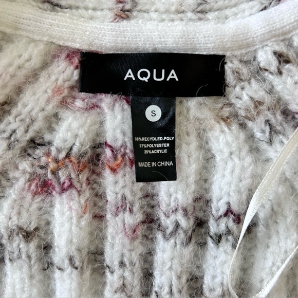Aqua Mixed Rib Marled Knit V Neck Front Button Long Sleeve Cozy Cardigan Size S - Picture 3 of 3